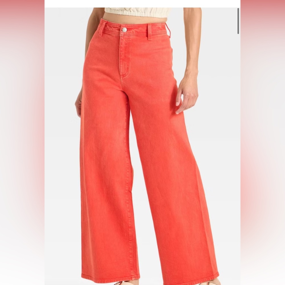 Madewell Emmett Red Wide-Leg Pants